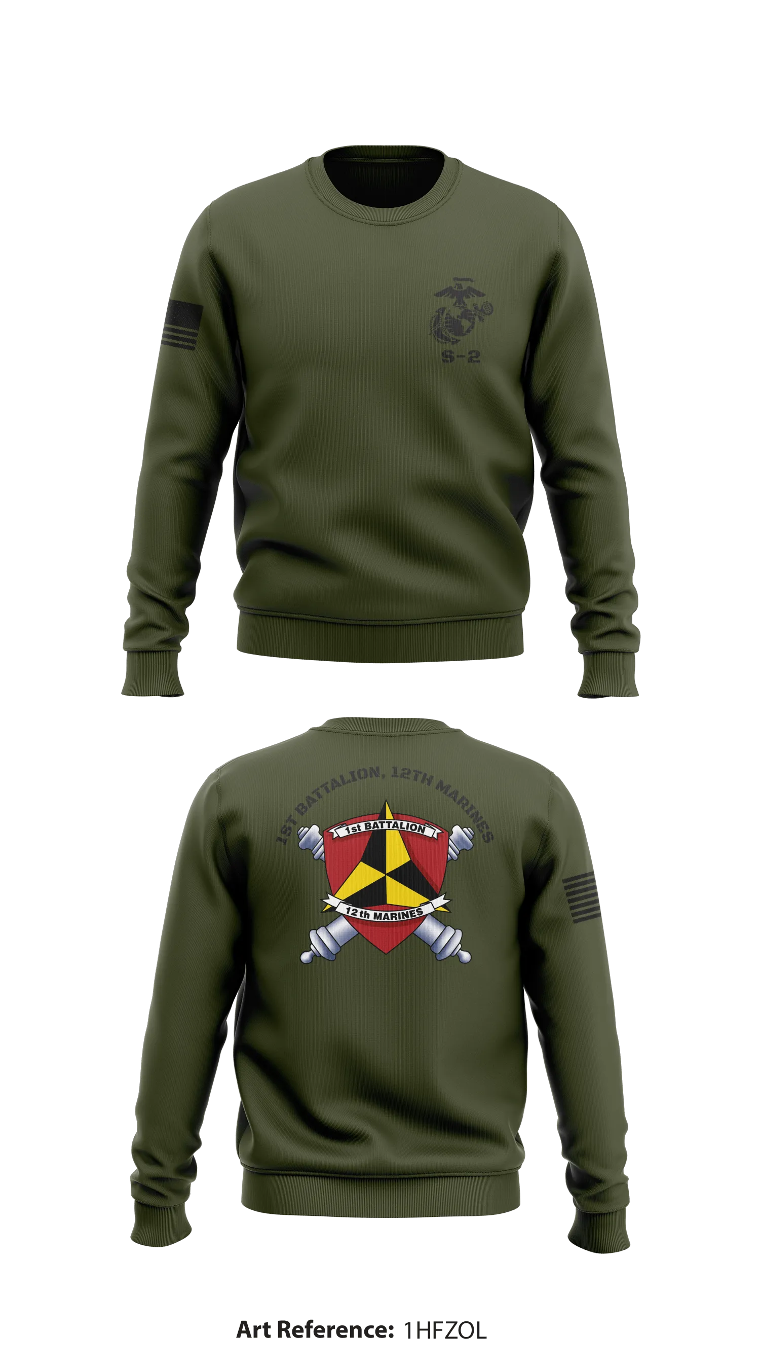 1st Battalion, 12th Marines Store 1 Core Men's Crewneck Performance Sweatshirt - 1hfZoL