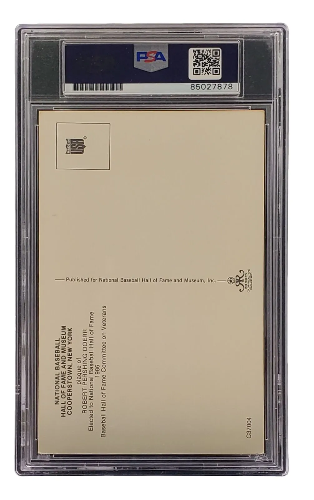 Bobby Doerr Signed 4x6 Boston Red Sox HOF Plaque Card PSA/DNA 85027878