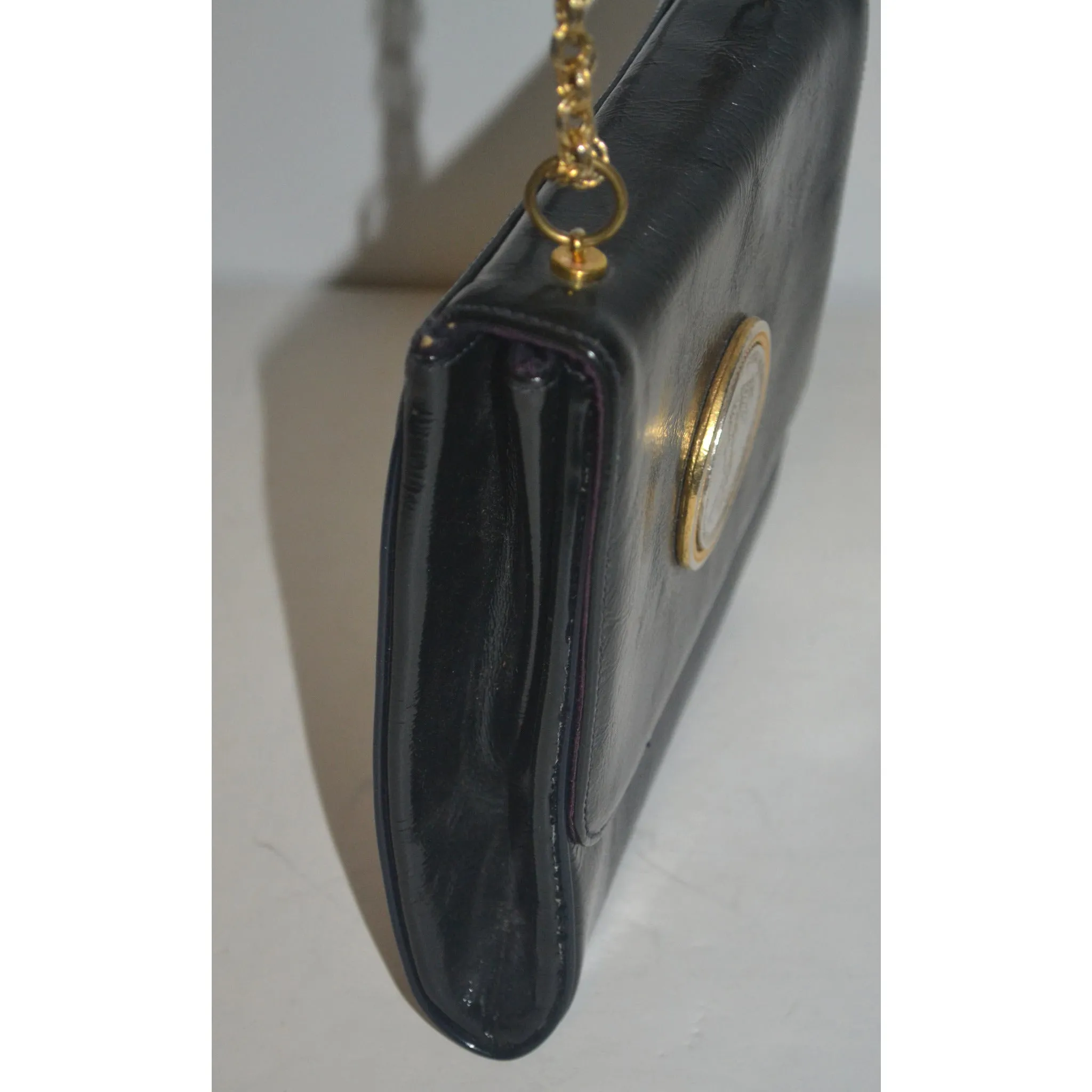 British Royalty Black Vinyl Shoulder Purse