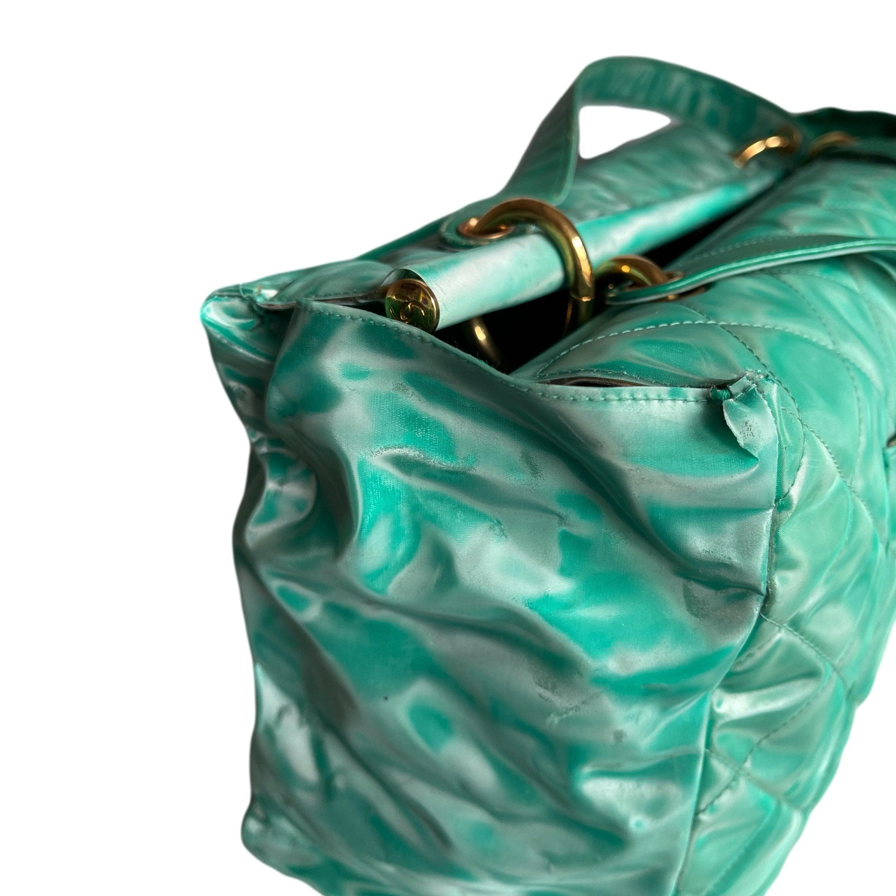 Chanel Green Vinyl Jumbo Tote