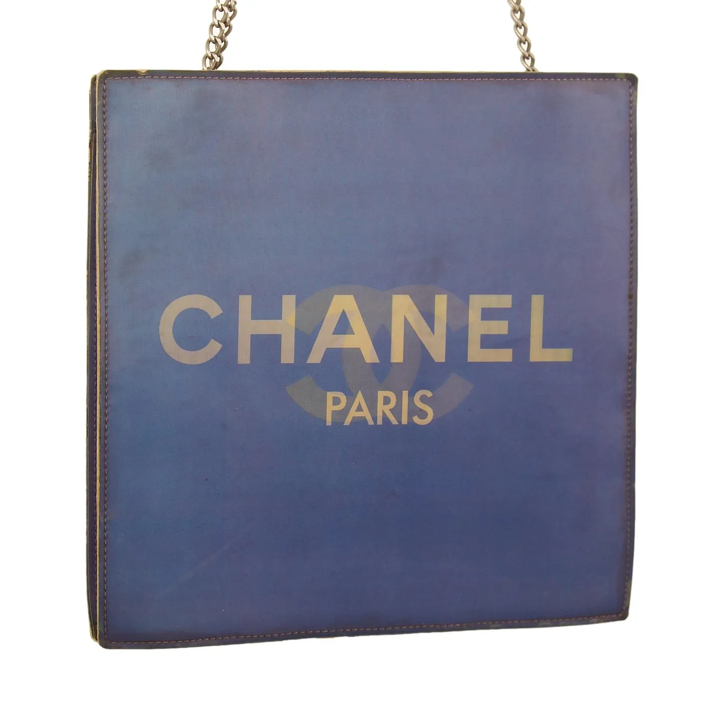 Chanel Purple Holographic Logo Chain Shoulder Bag