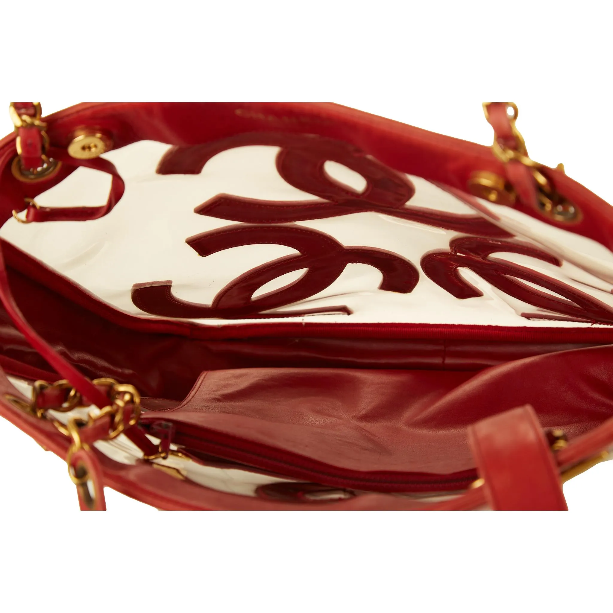 Chanel Red Logo Vinyl Shoulder Bag