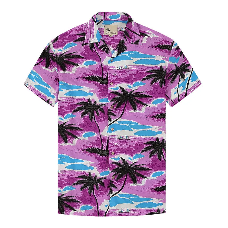 Men's Custom Polyester Beach Hawaiian Flower Shirts