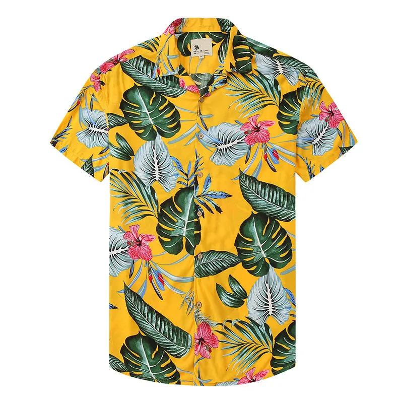 Men's Custom Polyester Beach Hawaiian Flower Shirts
