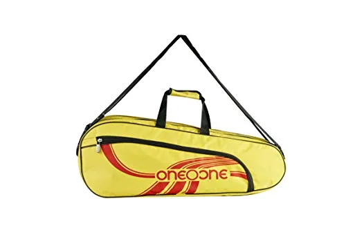 One O One - Lines Lite Collection Double Compartment Yellow   Red Racket KitBag (Badminton/Tennis/Squash)