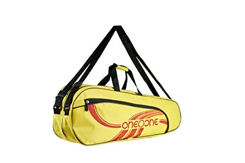 One O One - Lines Lite Collection Double Compartment Yellow   Red Racket KitBag (Badminton/Tennis/Squash)