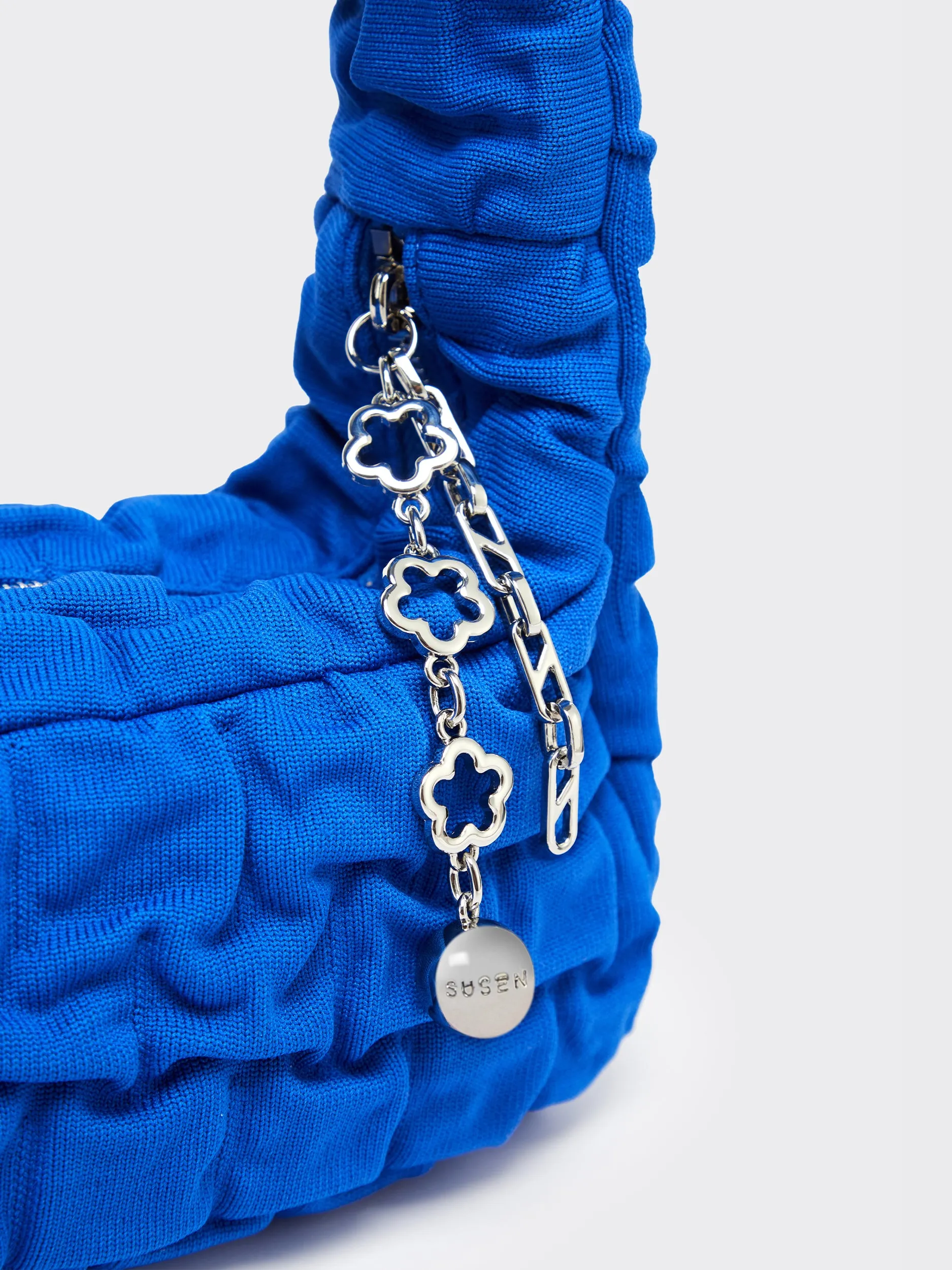 One Shoulder Pleated Toast Bag - Blue