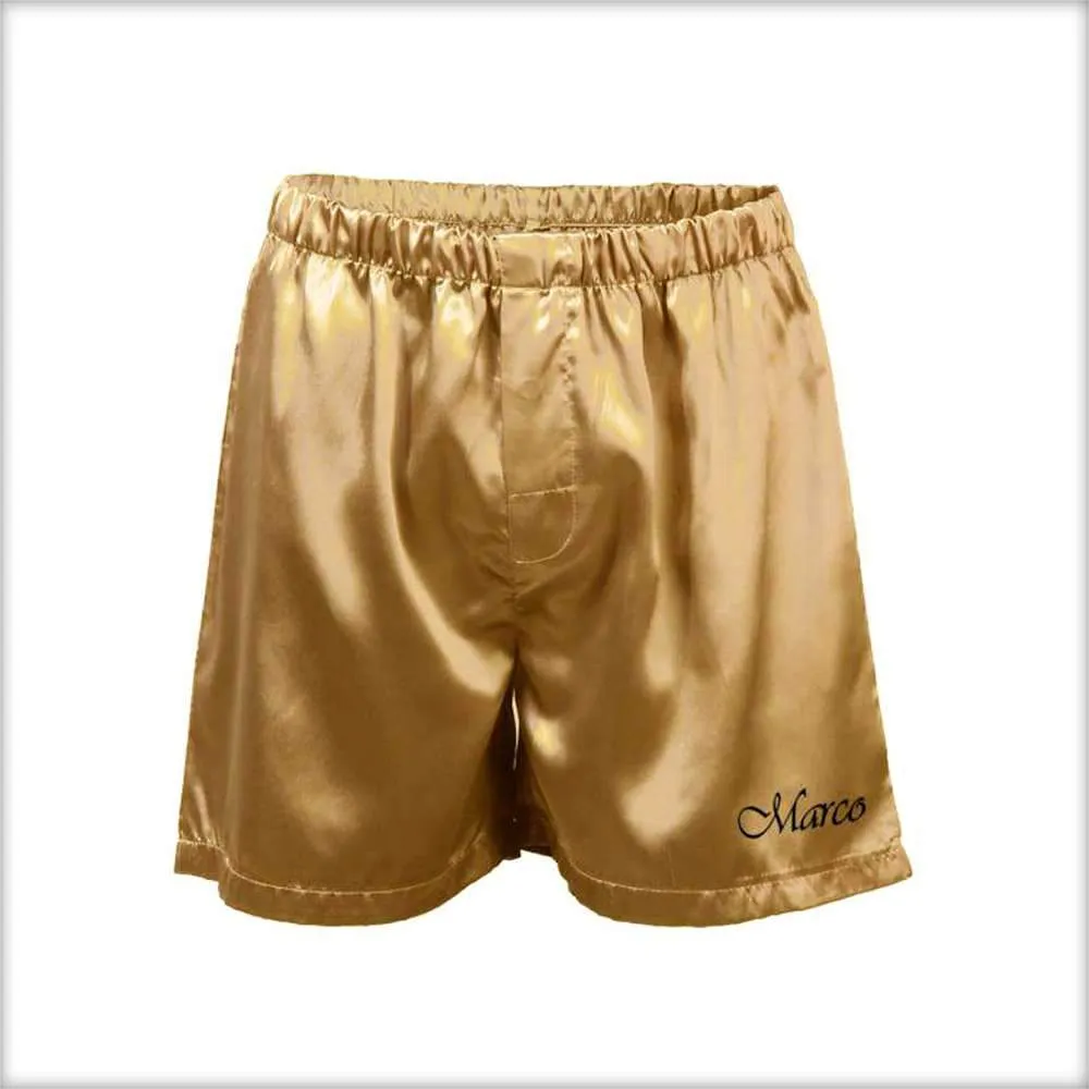 Polyester Solid Satin Men's Boxer MS01-GD