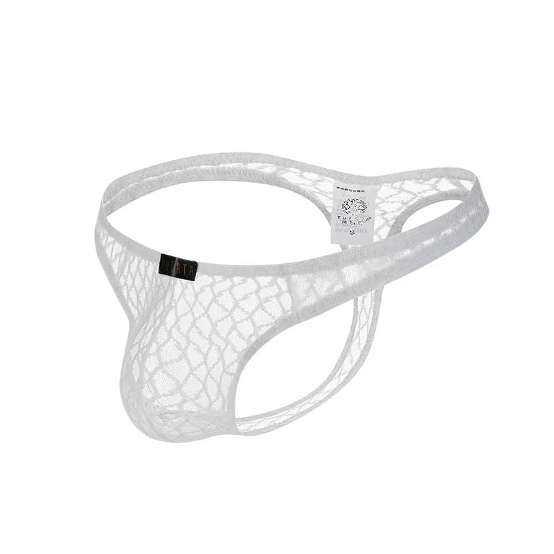 Sexy Translucent Lace  Elastic Nylon Men's Thong