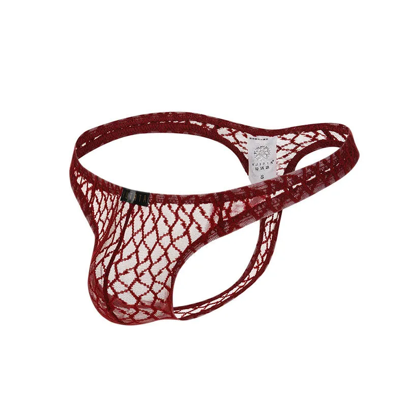 Sexy Translucent Lace  Elastic Nylon Men's Thong