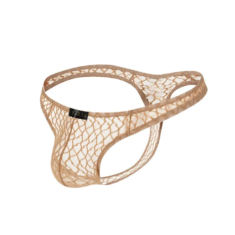 Sexy Translucent Lace  Elastic Nylon Men's Thong